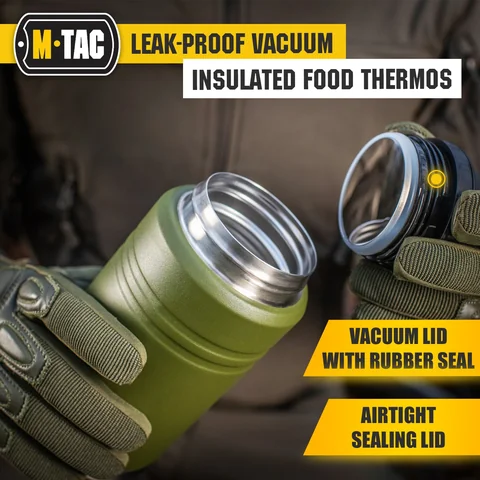 M-Tac Stainless 25 oz Thermos with folding spoon Olive image 4