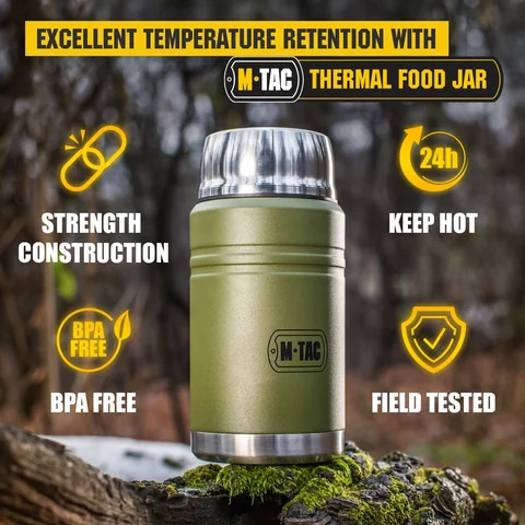 M-Tac Stainless 25 oz Thermos with folding spoon Olive image 6