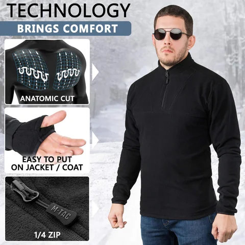 M-Tac Delta Fleece Jacket - Tactical Underwear Top Sweater 1/4 Zip image 3