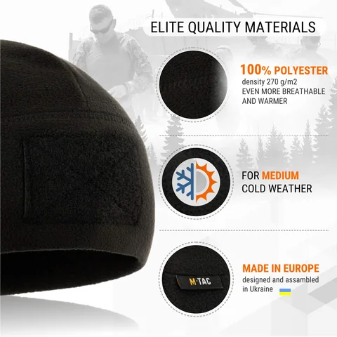 M-Tac Fleece Tactical Watch Cap Beanie With Patch Panel (270 g/m2) image 12