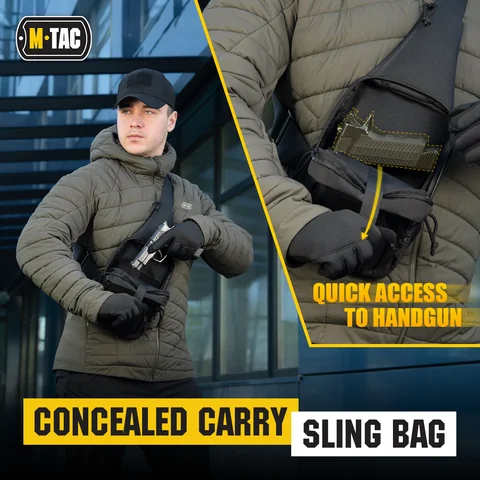 M-Tac LEFT-HANDED Tactical Sling Bag for Men with Holster image 2