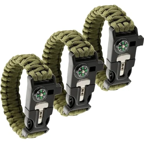M-Tac Survival Paracord Bracelet with Compass Whistle (Set of 3) image 2