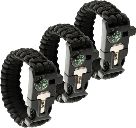 M-Tac Survival Paracord Bracelet with Compass Whistle (Set of 3) image 3
