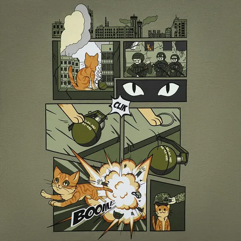 M-Tac T-Shirt Orange Cat Cotton Hard image 9